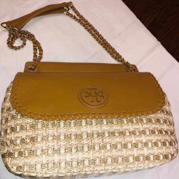 ❤️SOLD❤️Tory Burch Marion Woven Shimmery Shoulder Bag - Picture 10 of 15